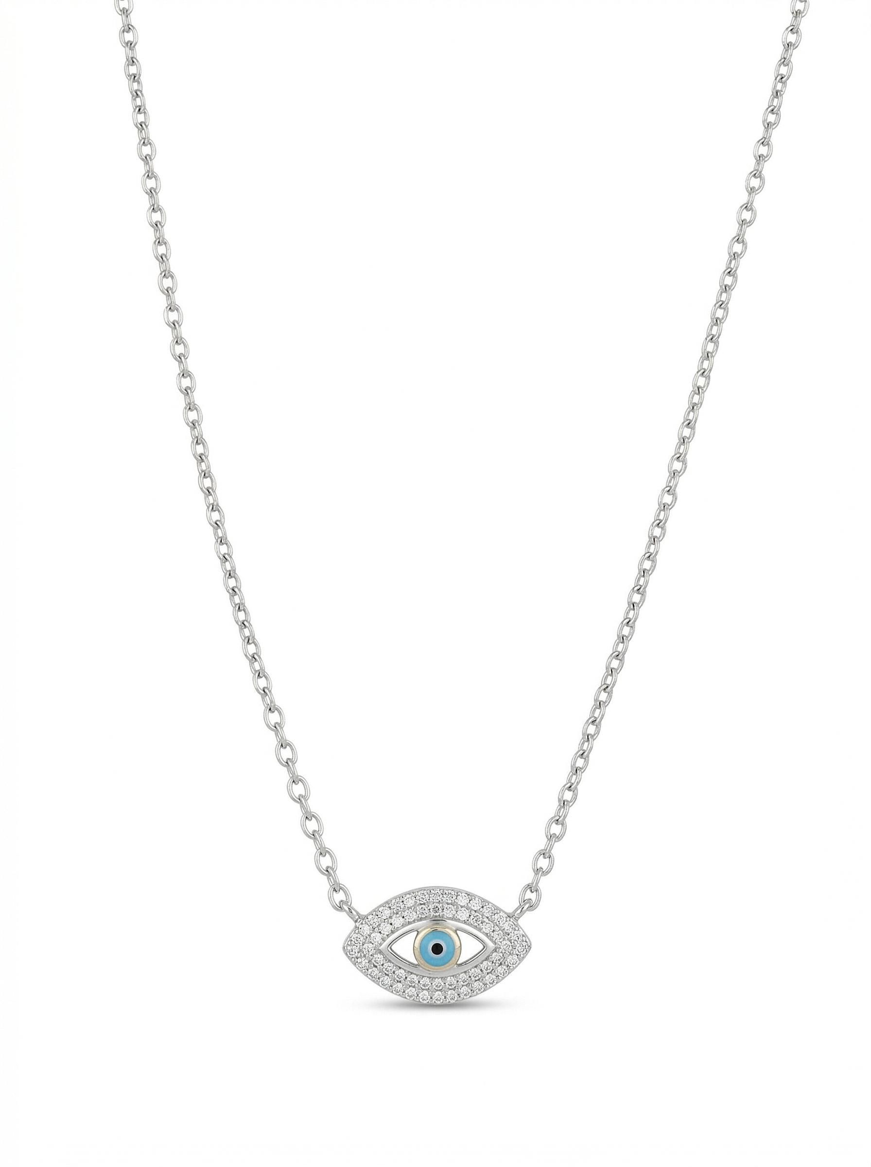 925 Sterling Silver Evil Eye CZ Pendant Necklace for Women