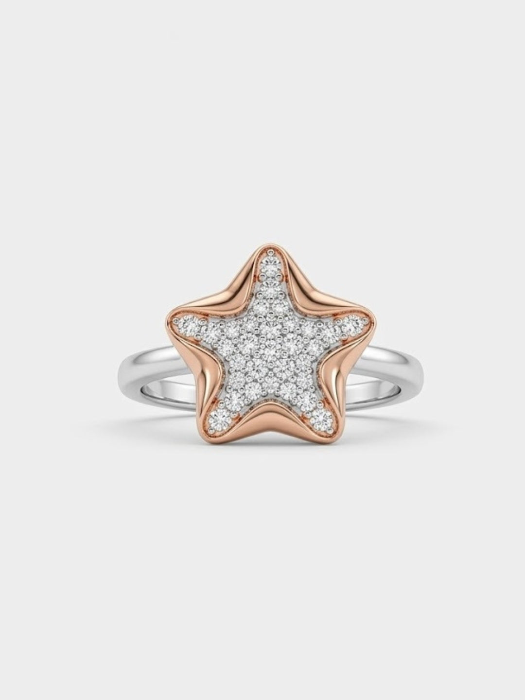 925 Sterling Silver Pavé Star Statement Ring for Women