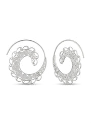 925 Silver Spiral Filigree Hoop Earrings for Women