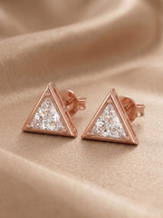 925 Sterling Silver Royal Trillion Diamond Pendant Set with Earrings