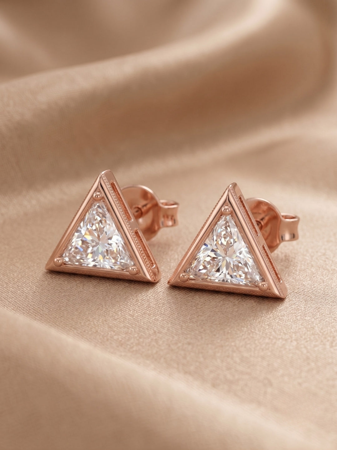 925 Sterling Silver Royal Trillion Diamond Pendant Set with Earrings