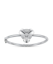 92.5 Sterling Silver Bloom Crystal Flower Silver Bracelet for Women