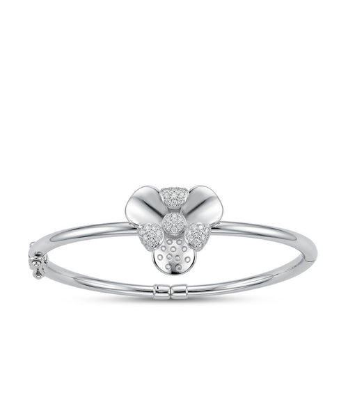 92.5 Sterling Silver Bloom Crystal Flower Silver Bracelet for Women