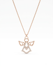 925 Sterling Silver Heart Angel Pendant Necklace for Women