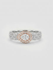 925 Sterling Silver Pear Cut Halo Pavé Ring for Women