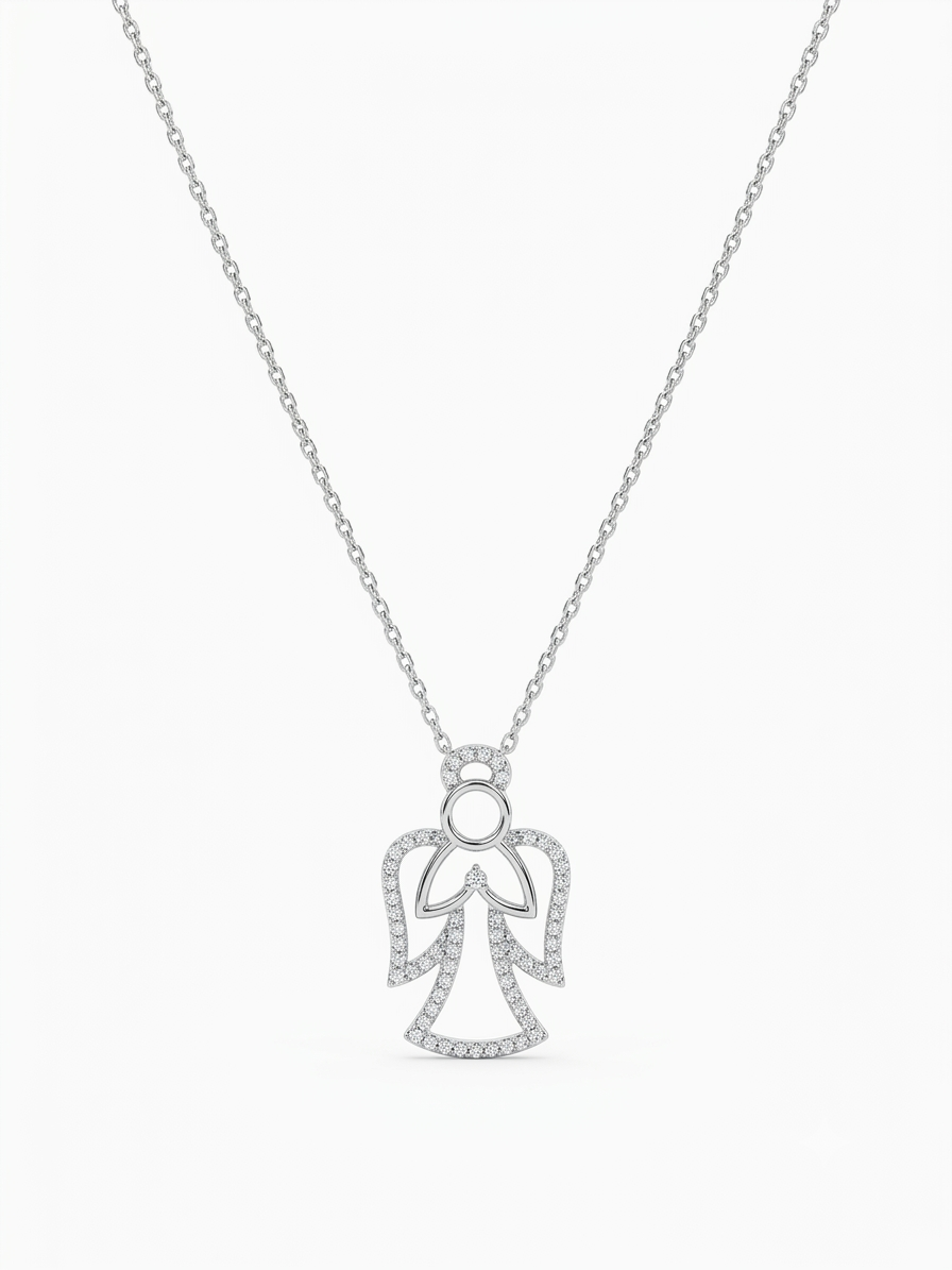 925 Sterling Silver Angel Prayer Pendant Necklace for Women