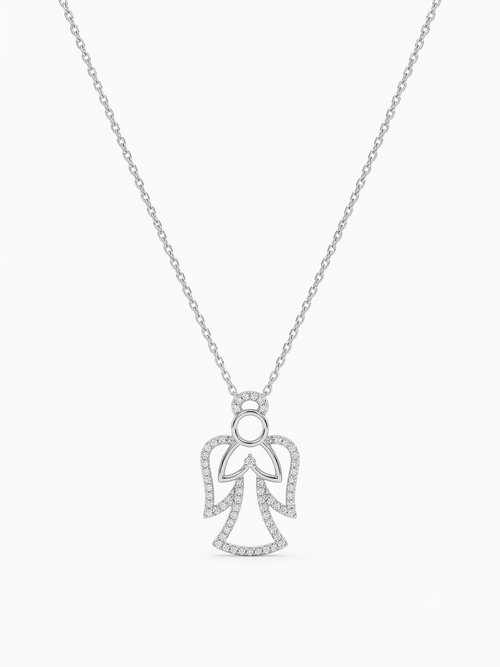925 Sterling Silver Angel Prayer Pendant Necklace for Women