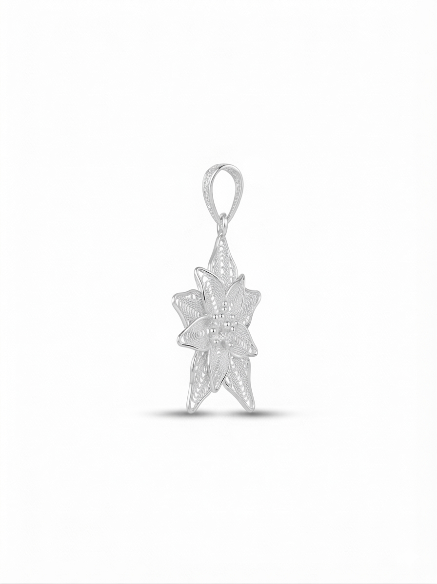 925 Sterling Silver Radiant Star Flower Pendant For Women