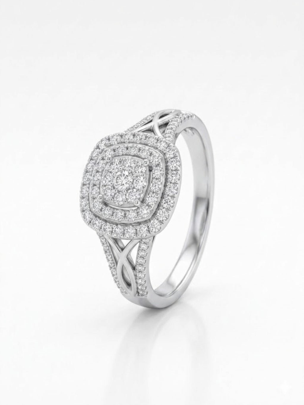 925 Silver Infinity Halo Diamond Ring for Women