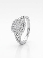 925 Silver Infinity Halo Diamond Ring for Women