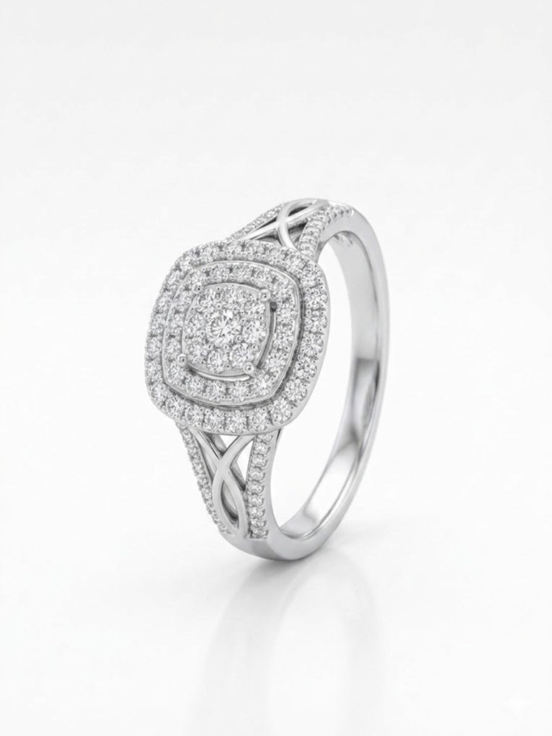 925 Silver Infinity Halo Diamond Ring for Women