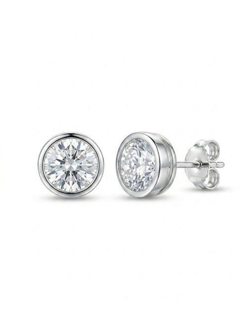 925 Silver Round Stud Earrings for Women