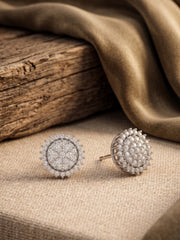 925 Silver Sunburst Sparkle Stud Earrings for Women