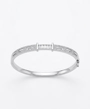 92.5 Sterling Silver Radiant Baguette Crystal Silver Bracelet for Women
