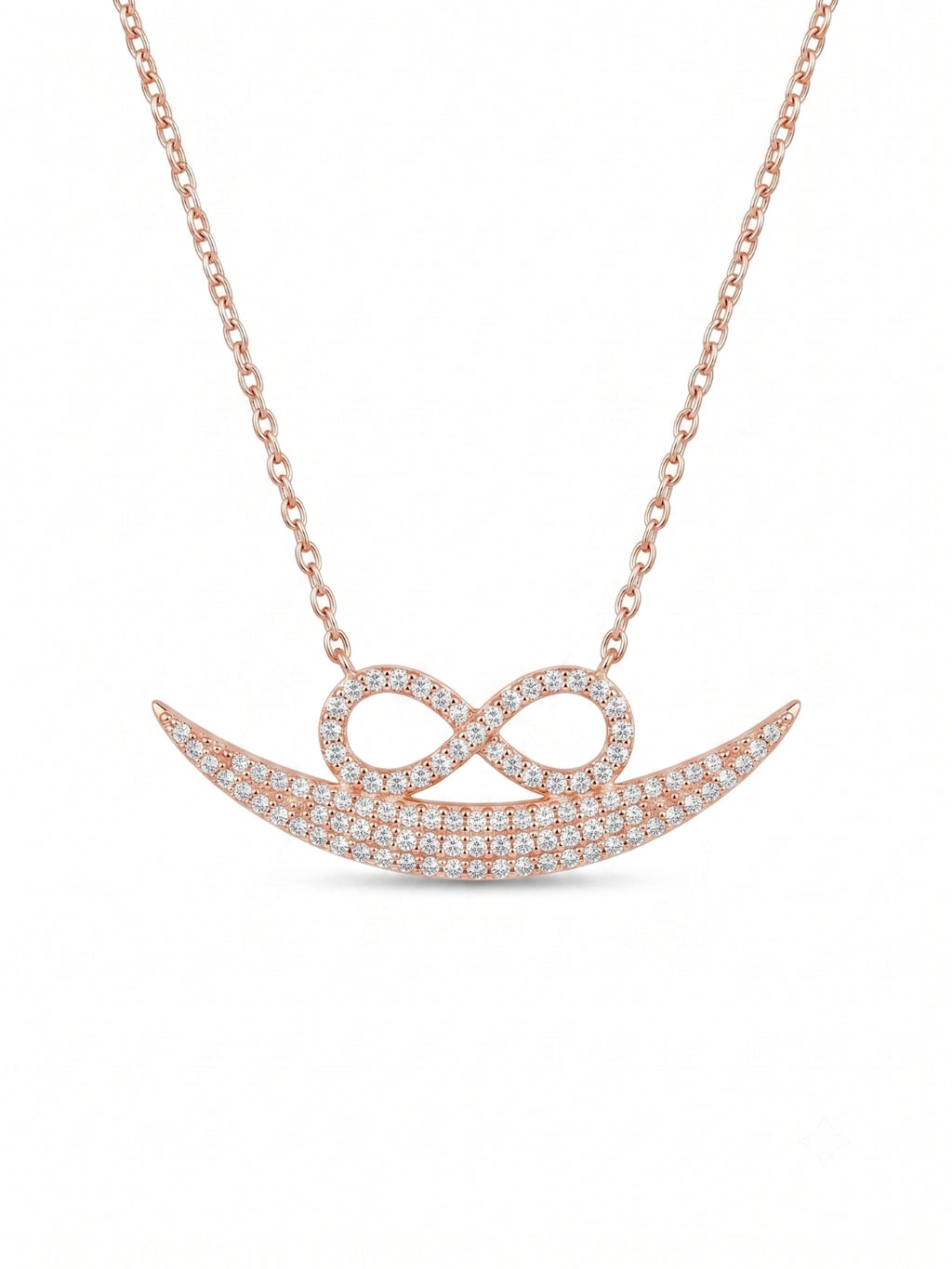 925 Sterling Silver Eternal Infinity Smile Crescent Necklace for Women
