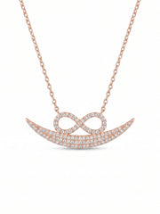 925 Sterling Silver Eternal Infinity Smile Crescent Necklace for Women