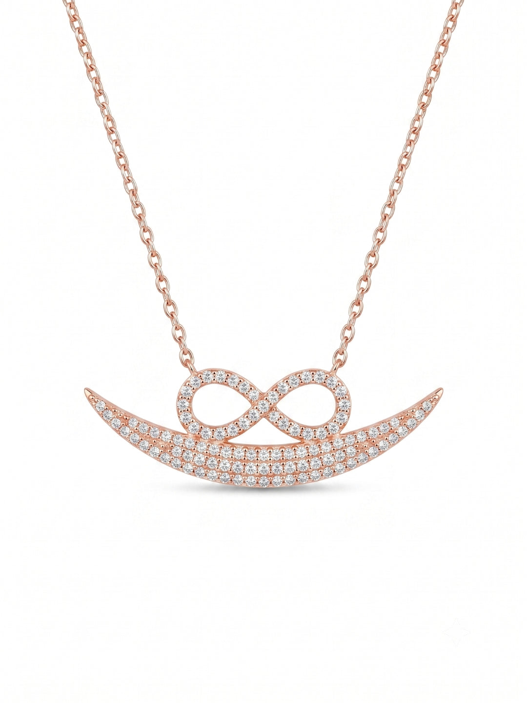 925 Sterling Silver Eternal Infinity Smile Crescent Necklace for Women