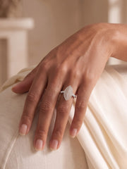 925 Sterling Silver Marquise Pavé Statement Ring for Women