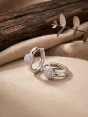 925 Silver Sparkle Ball Hoop Earrings for Women