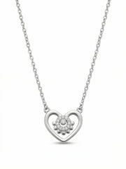 925 Sterling Silver Silver Bloom Heart Necklace for Women