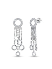 925 Silver earrings Halo Cascade Drop Earrings for Women