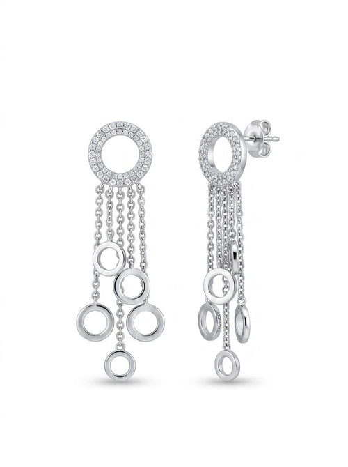 925 Silver earrings Halo Cascade Drop Earrings for Women