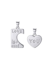 925 Sterling Silver Love Is You Couple Pendant Without Chain
