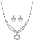 925 Sterling Silver Celeste Dual Chain Pendant Necklace Set with earrings