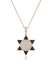 925 Sterling Silver Hexagram CZ Pendant Necklace for Women