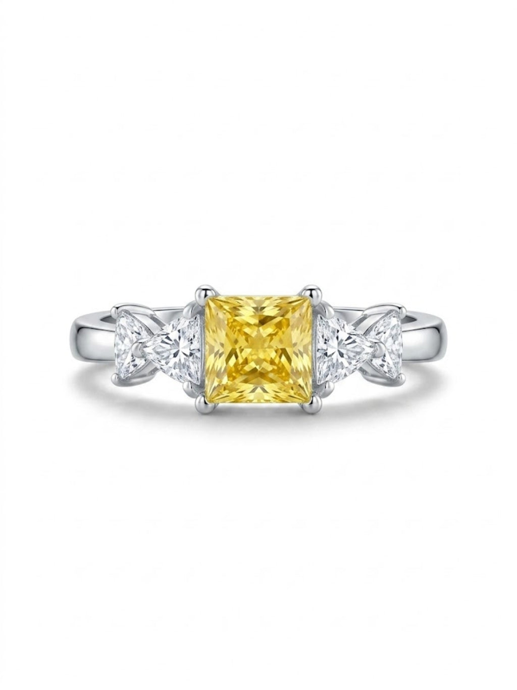 925 Silver Golden Princess Solitaire Ring for Women