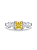 925 Silver Golden Princess Solitaire Ring for Women