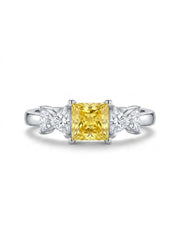 925 Silver Golden Princess Solitaire Ring for Women