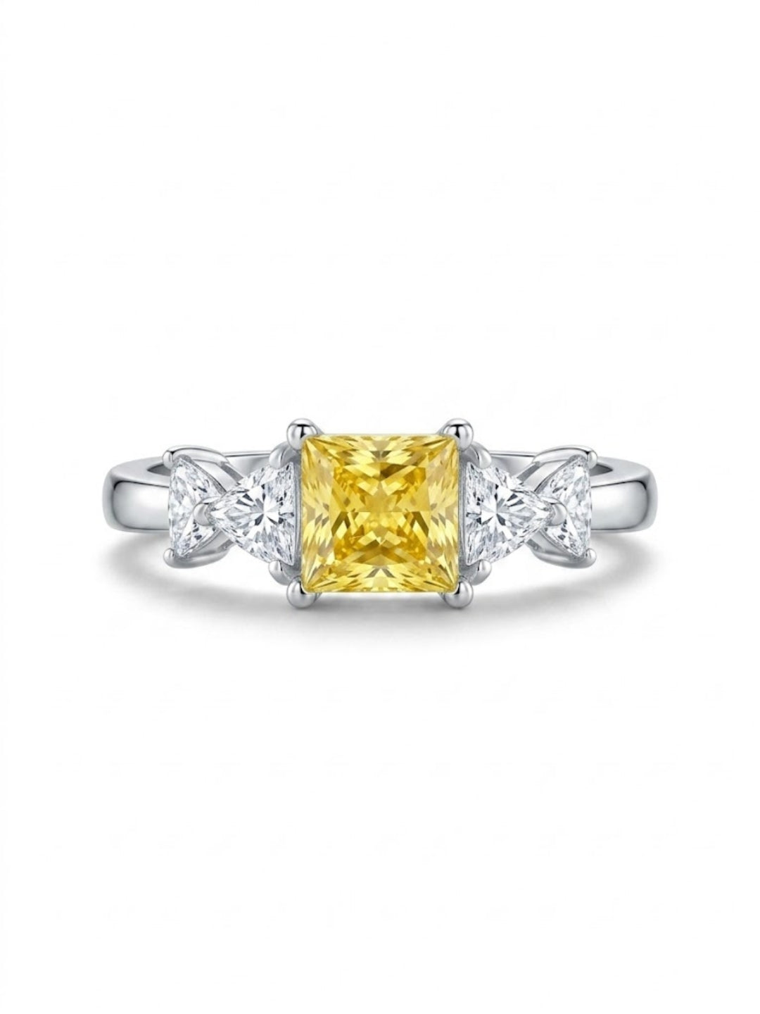 925 Silver Golden Princess Solitaire Ring for Women