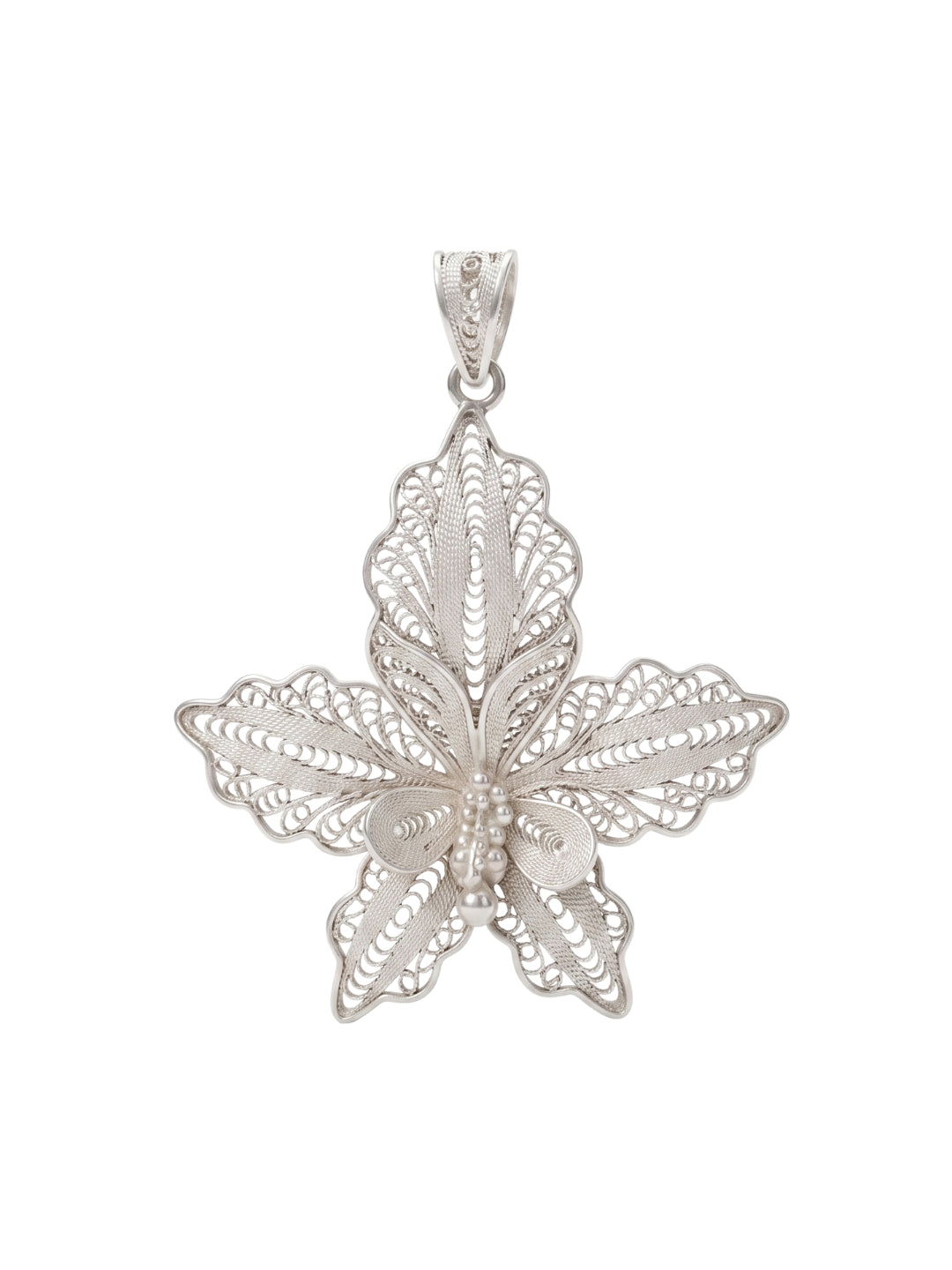 925 Sterling Silver Elegant Lily Filigree Pendant For Women