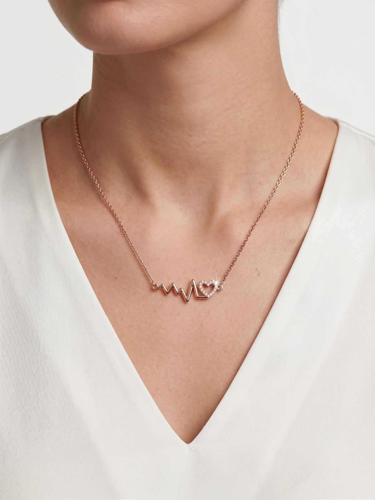 925 Sterling Silver Heartbeat Heart Necklace for Women