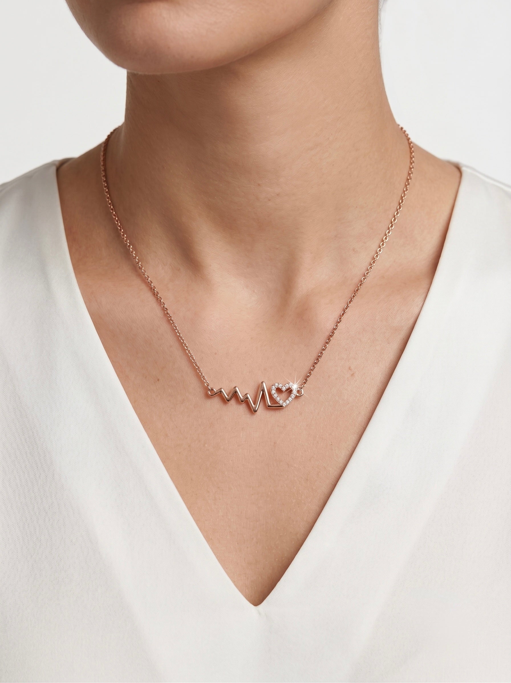 925 Sterling Silver Heartbeat Heart Necklace for Women