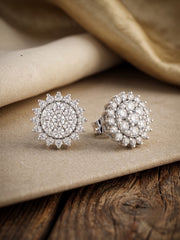 925 Silver Earrings Sparkle Flower Studs for Women