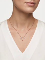 925 Sterling Silver Double Heart CZ Halo Necklace for Women
