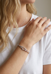 92.5 Sterling Silver Endless Hearts Crystal Bracelet for Women