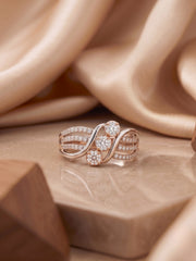 925 Sterling Silver Two Tone Infinity Diamond Ring for Women