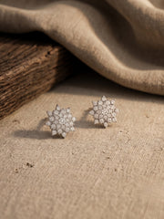 925 Silver Star Bloom Stud Earrings for Women