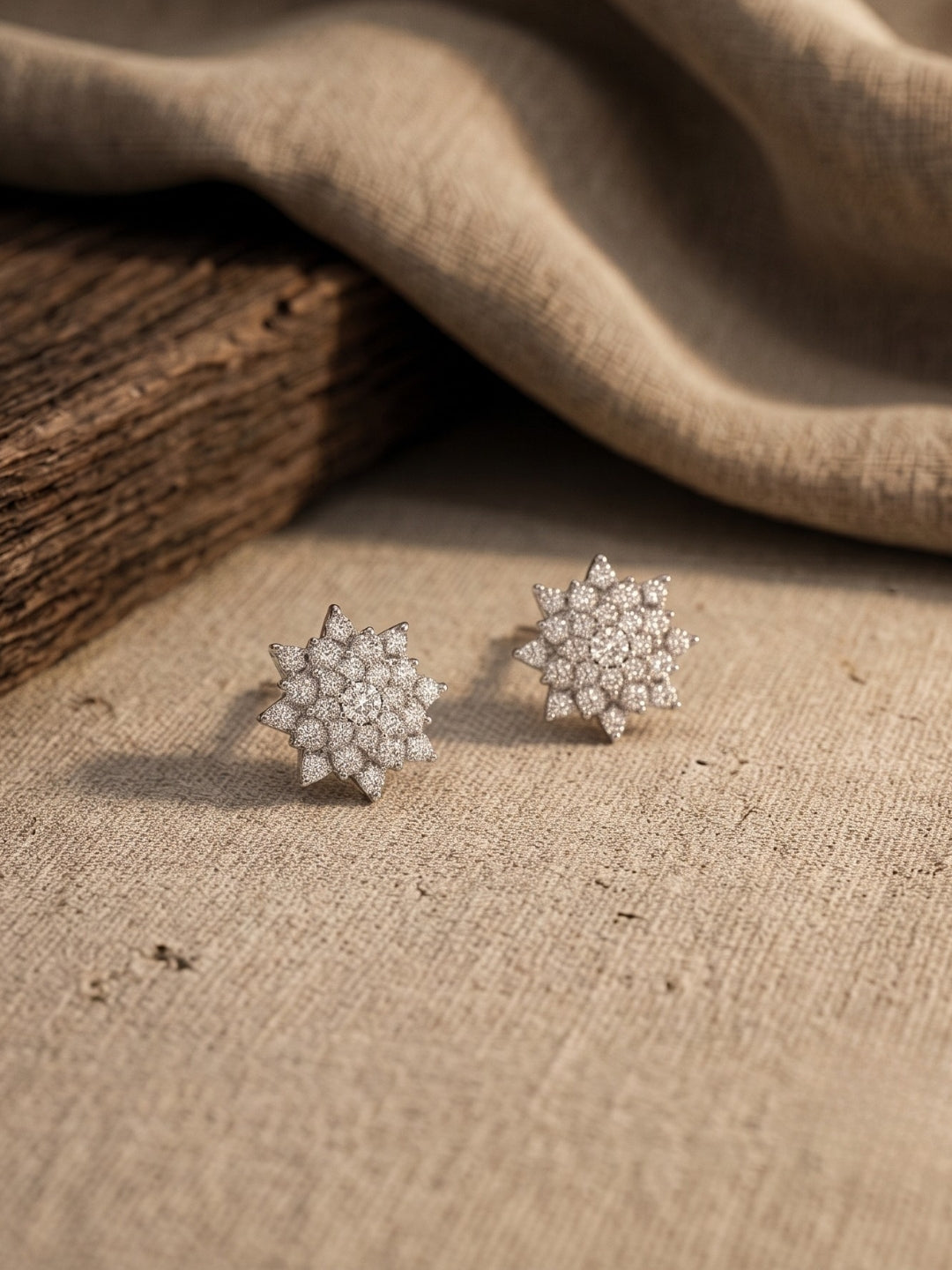 925 Silver Star Bloom Stud Earrings for Women