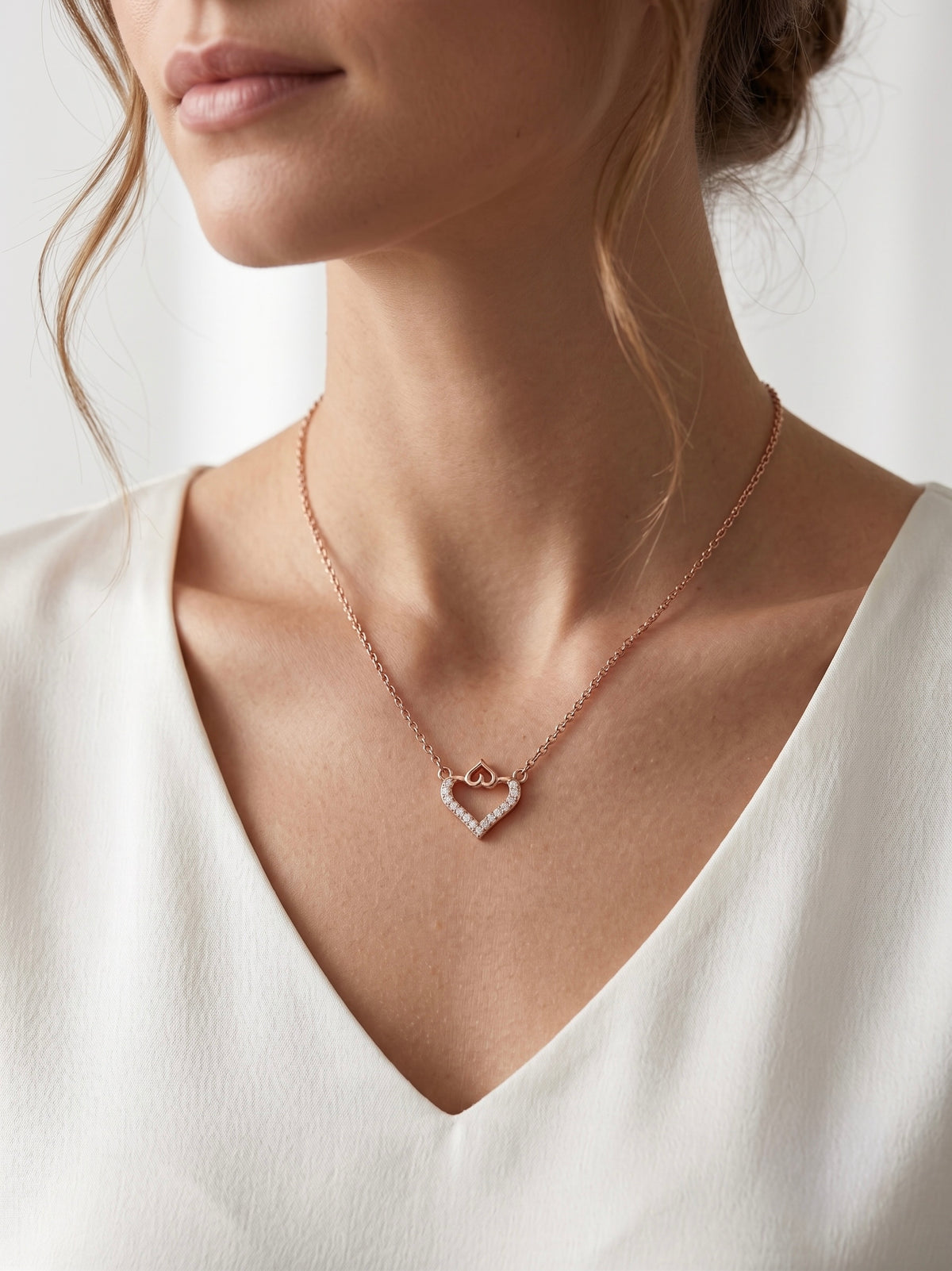925 Sterling Silver Sparkling Heart Necklace for Women