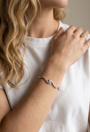 92.5 Sterling Silver Infinity Wave Diamond Bracelet for Women