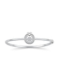 92.5 Sterling Silver Heart Halo Charm Bracelet for Women
