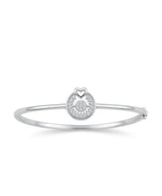 92.5 Sterling Silver Heart Halo Charm Bracelet for Women