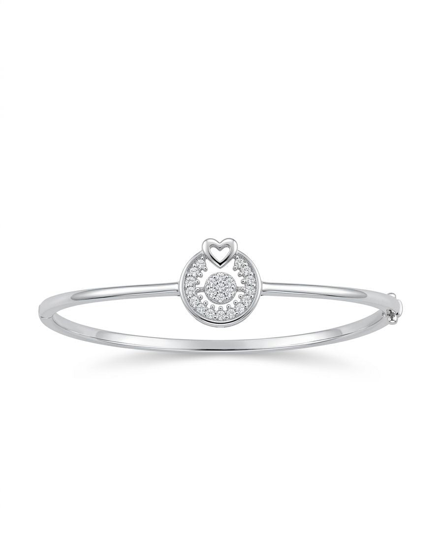 92.5 Sterling Silver Heart Halo Charm Bracelet for Women