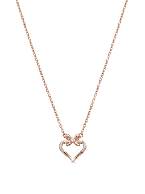 925 Sterling Silver Bow Heart Necklace for women