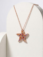 925 Sterling Silver Aurora Sea Star Gemstone Necklace For Women