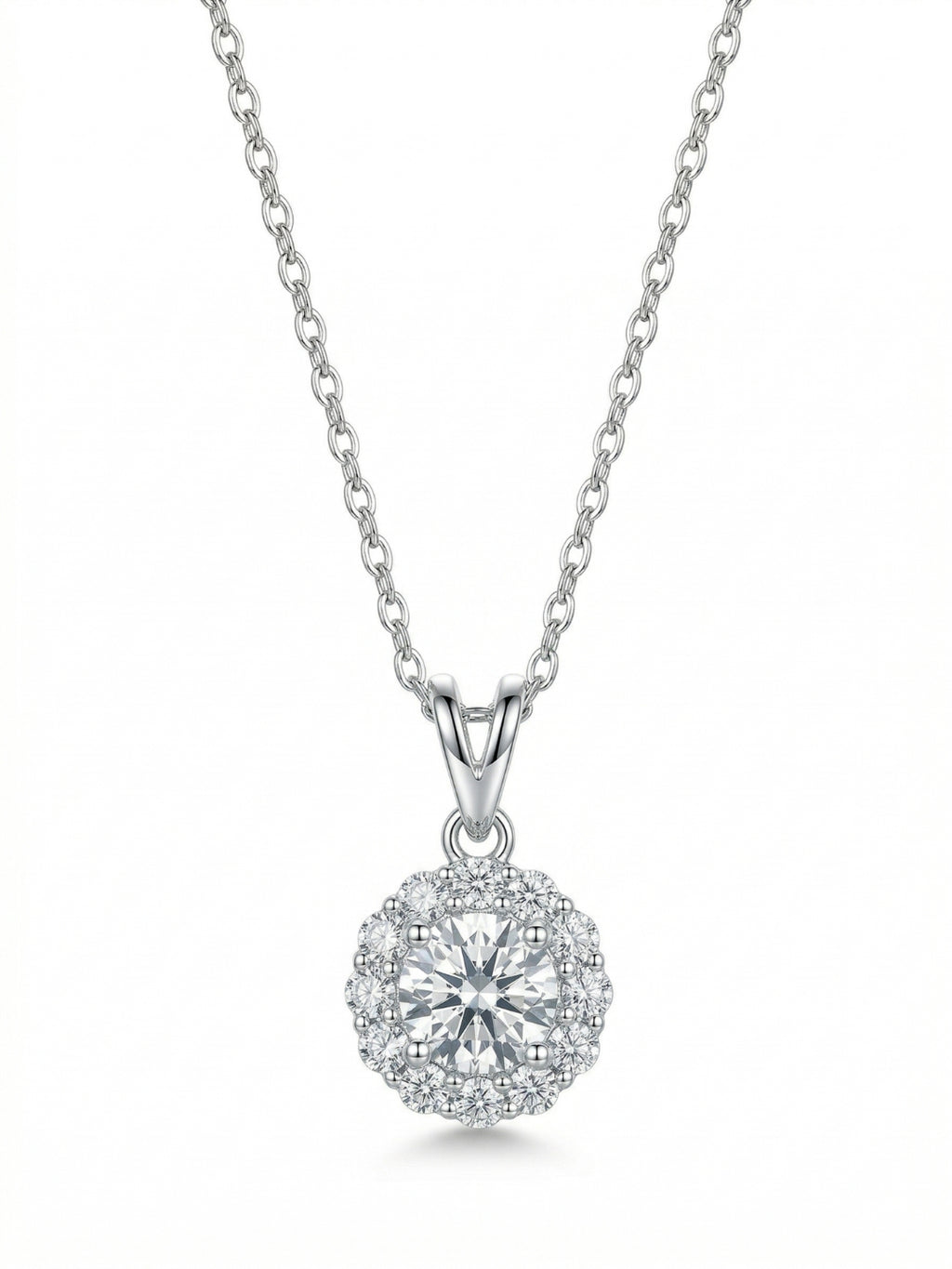 925 Sterling Silver Celestia Halo Sparkle Necklace for Women